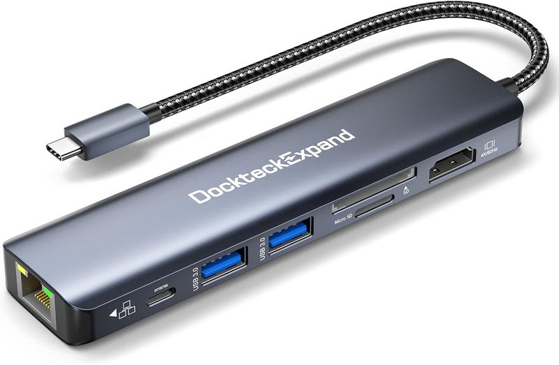 DockteckExpand USB C Hub Multiport Adapter, 7-in-1 Type C Hub with 4K 60Hz HDMI,1Gbps Ethernet,100W PD,2 USB 3.0 Ports,SD/TF Card Slots for MacBook Pro, MacBook Air, iPad Pro, Surface, Steam Deck - Image 1